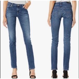 AG Adriano Goldschmeid The Harper Essential Straight Leg Blue Jeans Low Rise